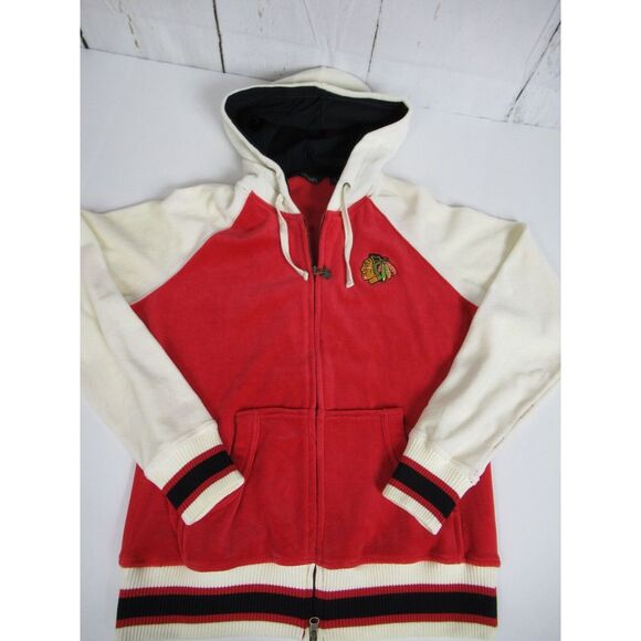 Chicago Blackhawks Hooded Sweater Zipper Touch by Alyssa Milano Sz Large A12 - Picture 1 of 8